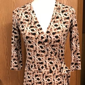 Bisou Bisou Tan & Brown Wrap Dress